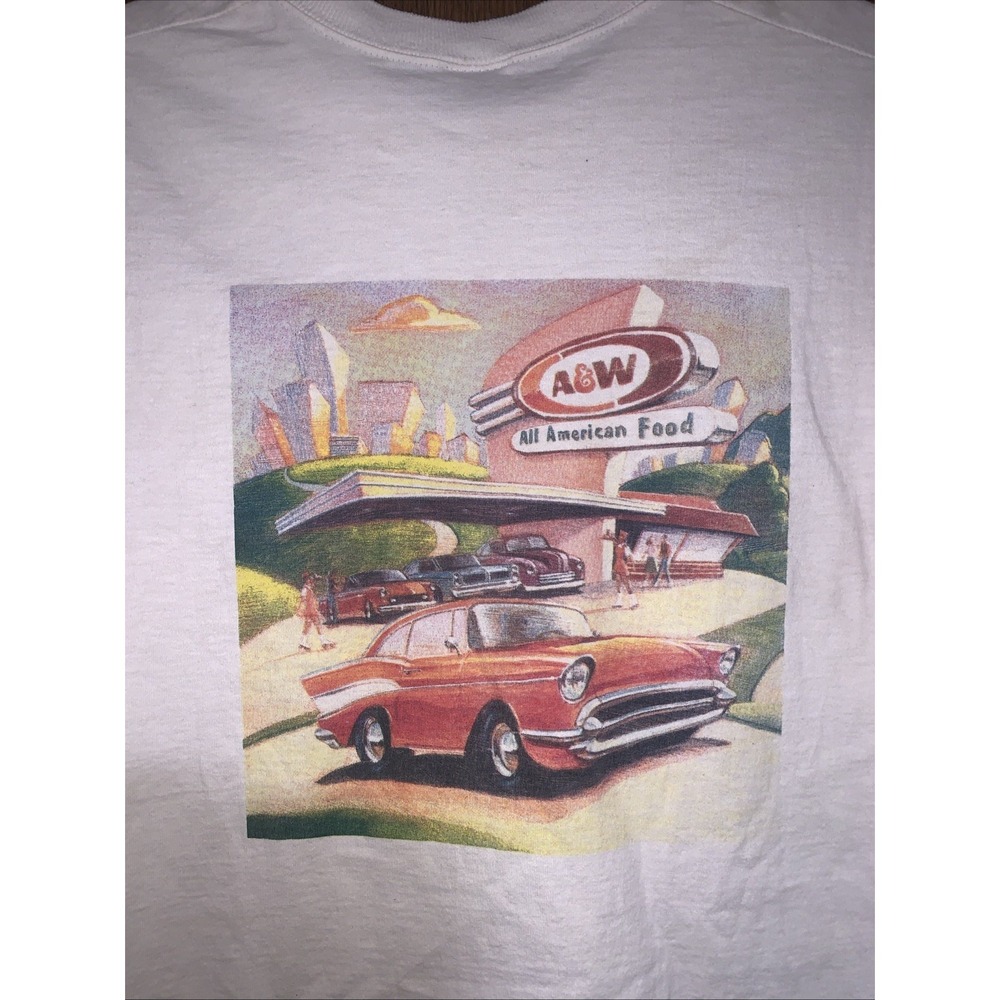 Vintage A&W Root Beer Tshirt Men's XL  Shirt  Graphic Short Sleeve Tee Food